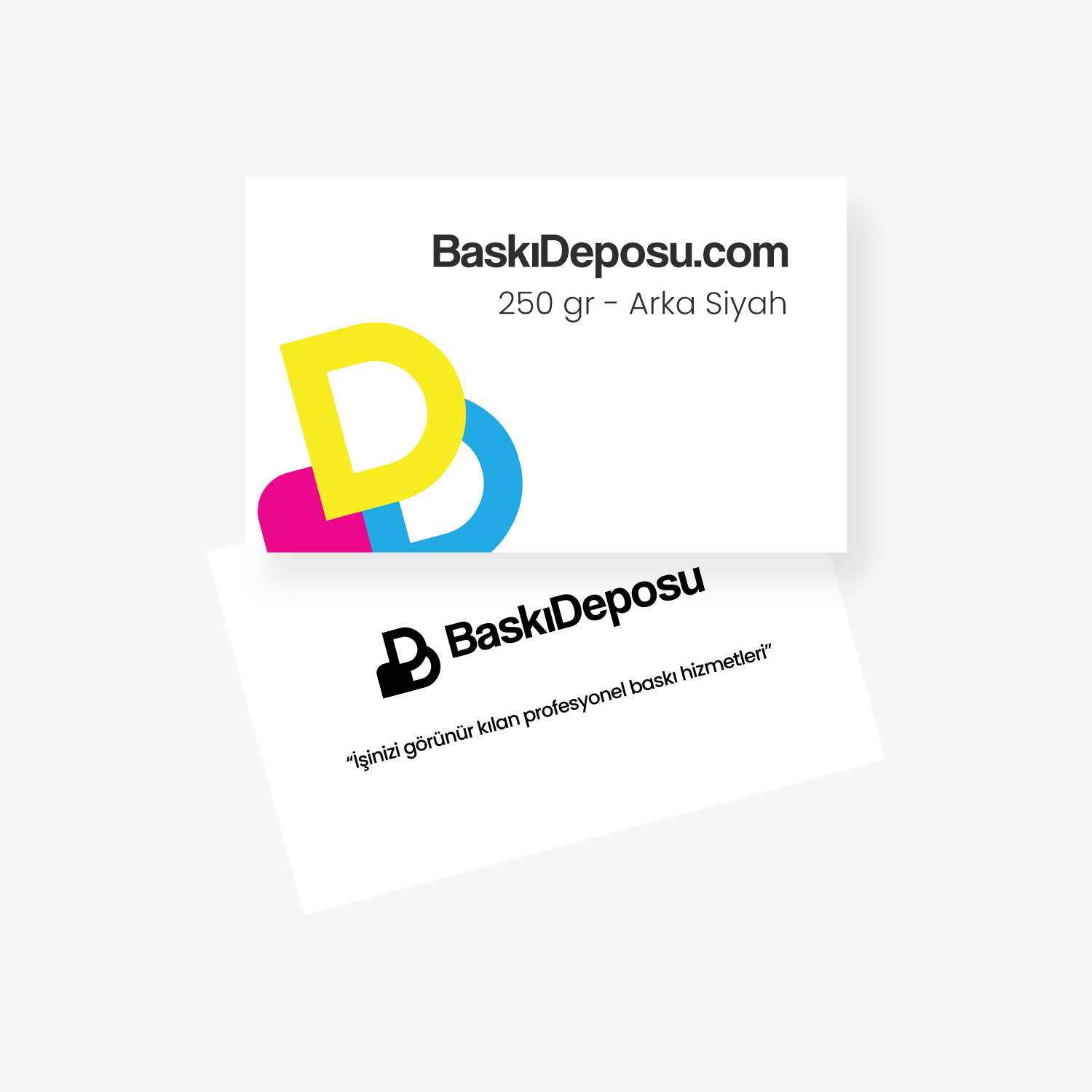 Çift Yön Ekonomik Kartvizit (250 Gr. Amerikan Bristol - Arka Tek Renk Siyah)